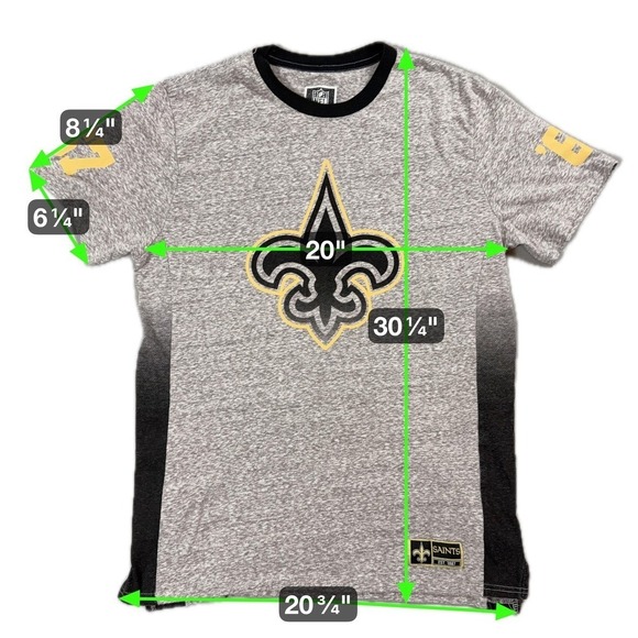 New Orleans Saints Shirt Mens Large Gray Black NFL‎ Football Fleur De Lis - Picture 3 of 5